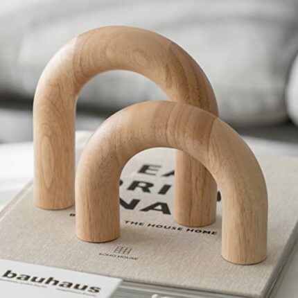 PEAKOLY Wood Arch Decorative Objects - Suitable for Coffee Table Decor, Neutral Home Decor for Shelves, Shelf Decor Aesthetic, Modern Bookshelf D