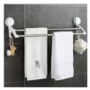 Towel Rail Wall Mounted Towel Holder Stainless Steel Towel Rack Bathroom Suction Cup With Two Hooks Simple Kitchen Toilet Double Pole No Drilling
