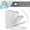 Toilet Seat Soft Close,Square Shaped Toilet Seats Soft Close White Quick Release RectangularToilet Seat Anti-Bacterial Easy Clean Top Fixing Stai