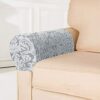 Sxspace 1 pair Stretch Armrest Covers Soft Sofa Armrest Covers Jacquard Spandex Arm Covers, Furniture Protector Covers Washable (Apricot)
