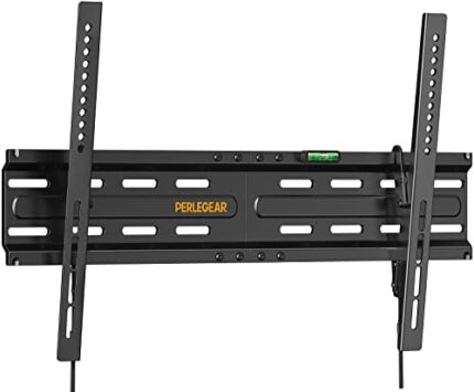 Perlegear TV Wall Bracket for Most 37–82 inch LCD LED OLED Flat Curved TVs up to 45kg, Low Profile Tilt TV Bracket, Ultra Slim Heavy-Duty TV Wall