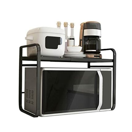 Redwestmelon Adjustable Microwave Oven Rack Rice Cooker Stand Holder Kitchen Storage Organiser Shelf Freestanding Expandable Spice Rack Counterto