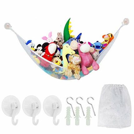 TANCUDER Large Size Children Toy Hammock Stuffed Animal Cuddly Toys Storage Hammock Mesh Net Organiser Cuddly Toys/Stuffed Animals/Teddies (White