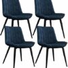 dining chair Kitchen Dining Room Furniture Chairs Set Of 4 Dining Chairs With Metal Feet And Backrests PU Leather Seats Suitable For Kitchen Dini