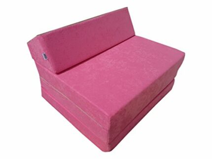 Fold Out Guest Chair Z Bed Futon Sofa for Adult and Kids folding mattress (Pink)