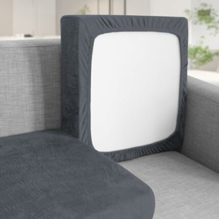 Teynewer Sofa Seat Cushion Cover, Sofa Cushion Slipcovers Stretch Velvet, Universal Non-Slip Couch Cushion Covers Replacement for Individual Cush
