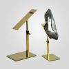 B&NN Two Pieces Metal Shoe Display Stand Riser Holder Adjustable Height Sandal Shoe Display Riser Gold Polished