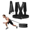 DZOZO Sled Harness Belt Band Workout Harness Exercise Speed Trainer Vest with Pull Strap Fitness Speed Strength Training Belt for Resistance Trai