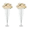 Sziqiqi 100cm Tall Table Centerpiece for Wedding with Crystal Beads - 2 Pcs Gold Wedding Table Decoration for Ceremony Flowers Arrangements Displ