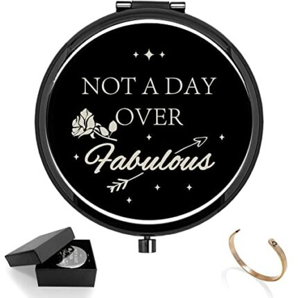 Kwtzkuo Birthday Graduation Gifts for Daughter Sister Teacher Best Friends Girls, Compact Pocket Makeup Mirror with Rose Gold Bracelet Gifts for