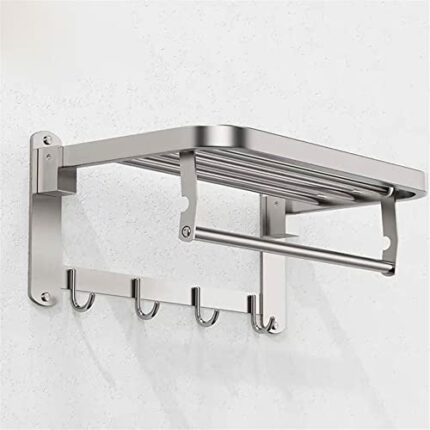 HIGOH Towel Racks,Bathroom Towel Rack Wall Mounted Towel Holder,Installation Towel Holder Rack with Bar Hooks,Wall Mount Towel Shelf,Bathroom Acc