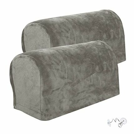 SwirlColor Armchair Covers for Arms, About 55 x 15 x 25 cm Soft Anti-slip Armrest Covers for Armchairs Furniture Sofa Couch Arm Protector - Grey