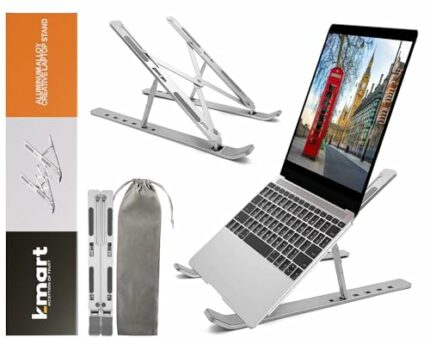 K-MART Extra Strong Adjustable Laptop Stand Riser Laptop Holder for Desk Air-Ventilation Notebook Mount, Compatible with MacBook Air, Pro, Dell,