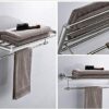 Towel Rack Stainless Steel Bathroom,Multifunction Towel Rail Drying Rack With Multi Towel Bar,Foldable Double Wall-Mounted Towel Shelf Holder(61C