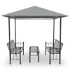 vidaXL Garden Pavilion with Table and Benches Anthracite Patio Gazebo Marquee