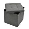 CINNOR 2 Pack Folding Storage Ottomans, Small Cube Storage Box, Foot Rest Stool Seat for Living Room,12.6”x 12.6”x 12.6” (Linen Fabric-Grey)