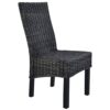 vidaXL 6x Dining Chair Kubu Rattan and Mango Wood Black Kitchen Furniture Seat