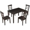 DINGZZ 5 Piece Kitchen Dining Table Set 1 Wooden Table + 4 Chairs Set For Restaurant Espresso