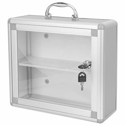 Cabilock First Aid Box with Security Lock 2 Tier Medicine Box Aluminum Alloy First Aid Case Key Storage Lock Box Emergency Lock Organizer for Hom