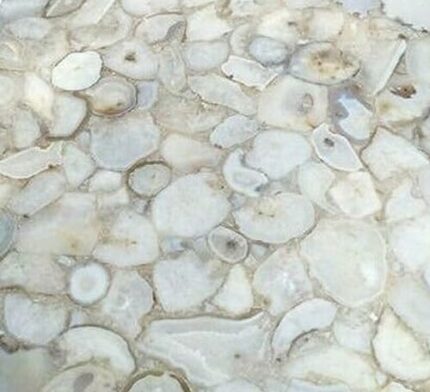 Gifts And Artefacts 54 x 54 Inches Dining Table Top for Home Furniture Decor White Agate Stone Epoxy Art Restaurant Table with Elegant Look
