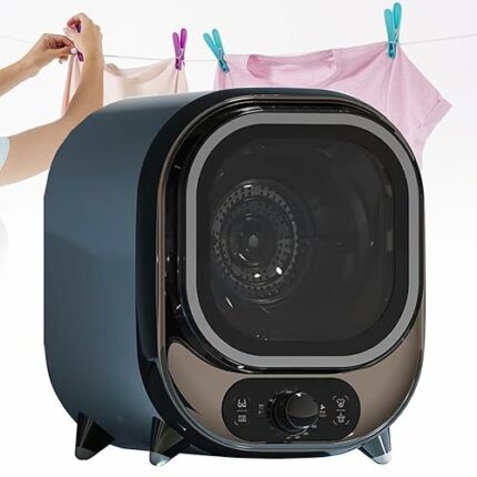 HLGKBY Freestanding Table top Dryer, 450W Compact Mini Tumble Dryer, Portable with Stainless Steel Tub, 450W Electric Tumble Laundry Dryer for Ap