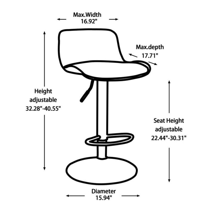 LUKEO Bar Stools Set Of 2 For Kitchen Counter Adjustable Counter Height, Tall Barstools Kitchen Island Stools
