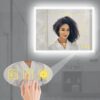 AI-LIGHTING Bathroom LED Vanity Mirror with Shaver Socket, Bluetooth Speaker, 3 Color LED Lights, Touch Switch, Demister Pad Waterproof IP54 50x7
