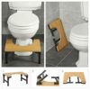 Bamboo Toilet Stool Iron 7''&9'' Adjustable Heights Foldable Iron Toilet Assistance Poop Steps with Non-Slip Layer for Adults Children Pregnant W