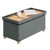 BRIAN & DANY Ottoman Storage Box with 4 Wood Legs, Linen Foot Stool, Footstools for Living Room, Gray, 76 x 38 x 38 cm
