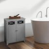 VERSANORA Teamson Home Bathroom Dawson Grey Wooden Free Standing Cabinet EHF-6841G, 33 x 66 x 86.4