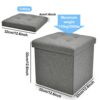 CINNOR 2 Pack Folding Storage Ottomans, Small Cube Storage Box, Foot Rest Stool Seat for Living Room,12.6”x 12.6”x 12.6” (Linen Fabric-Grey)