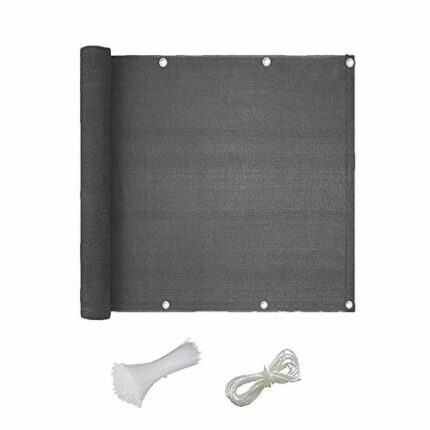VKTY 0.9 * 5 Meter Privacy Screen Fence with Grommets & Cable Ties,Heavy Duty Fencing Mesh Shade Net Cover for Wall Garden Yard Backyard,Grey