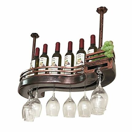 SUCHETA S-Shaped Hanging Wine Rack With Fence Adjustable Boom Height Household Wine Glass Upside Down Wine Rack Bar Wine Rack Home Decoration