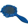 collectiblesBuy Handcrafted Wooden Hand Held Mirror Blue Floral Design with Handle Small Oval Shape Plain HD Dressing Table Bathroom Accessory Va