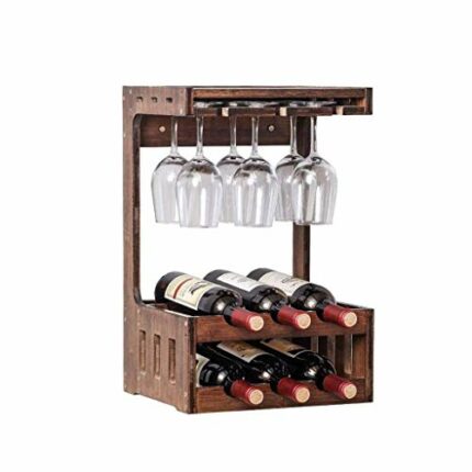 NEOCHY Wine Rack Wall Mounted up to Bottles Wine and Glasses Storage Holder with Books Shelf for Bar Kitchen Home
