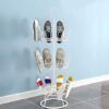 BeShero Revolving Shoe Tree Rack,Metal Revolving Shoe Rack,Round Shoe Storage Stand- Three Tier Home Shoe Organizer - Holds Up to 12 Pairs of Sho