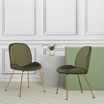 Direct VR Velvet Dining Chairs, Green seat and Black Legs, one Size
