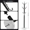 Ulimart Coat Racks Free Standing,Metal Sturdy Coat Rack with 12 Storages,Coat Tree with Natural Marble Base,For Hanging Coat Bags Hats Umbrella,F
