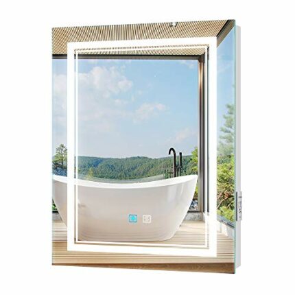 Tokvon® Picasso Bathroom Mirror with LED Lights丨Shaver Socket丨Anti Fog Demister Touch Sensor丨Adjustable Color Temperature丨Wall Mounted丨500 x 700