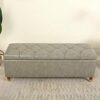 Button-Tufted Leather Storage Bench,Space-Saving Entryway Bench For Living Room Bedroom End Of Bed,Rectangle Upholstered,Light Brown,60X40X45Cm