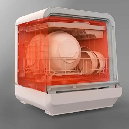 DSFEOIGY Fully Automatic Home Without Installing Mini Small Desktop 6 Sets of Large Capacity Dishwashing Machine, Suitable for Various Kitchens