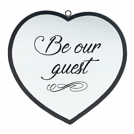 Dicksons Elanze Designs Be Our Guest Heart Shaped Black 8 x 8 Metal and Glass Wall Mounted Mirror