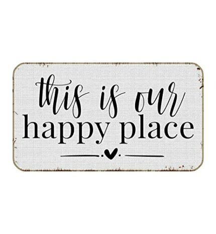 This is Our Happy Place 17''x30'' Doormat Decorative Entryway Home Bedroom Bathroom Door Mat,Rustic Farmhouse Kitchen Porch Decor,Housewarming Gi