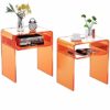 solaround Clear Acrylic End Table 2-Tier Bedside nightstand for Living Room Bedroom Home Decor (Black)