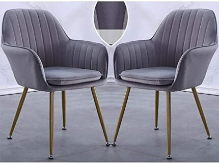 Modern Kitchen Dining Room Chairs Home Kitchen Dining Chair Set Of 2 Living Room Armchair with Metal Legs Velvet Seat and Backrests (Color : Grey