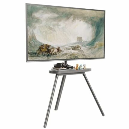 Easel TV Stand for 43 to 65 inch LED LCD OLED Screens Hold up to 88lbs, Height Adjustable Tripod TV Floor Stand with Shelf/Snap Lock/Anti-Tip Str