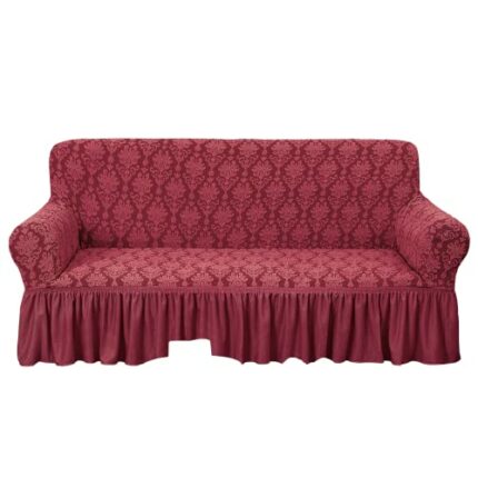 Easylife Sofa Cover with Valance. Furniture Protector Stretches to Fit Most 3-Seater Sofas. Machine Washable Cover for Sofa. Elegant Couch Cover.
