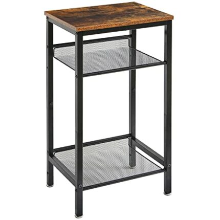 YMYNY Side Table, Bedside Table with Shelves, End Table, Telephone Table, Industrial Style, Adjustable Wire Mesh, for Living Room, Bedroom, Entry