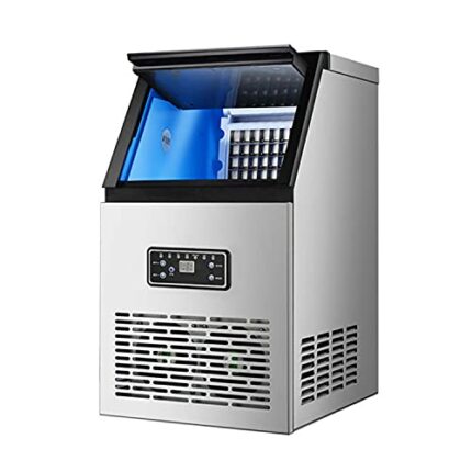 JHKGY Freestanding Stainless Steel Commercial Ice Maker Machine,60KG Freestanding Commercial Ice Maker, 40 Ice Cubes Ready in 15 Mins,with 11.5Kg