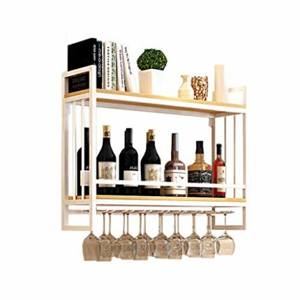 KEppd Wine Holder Wall Hanging/Wall Wine Racks for Wine Bottles and Glasses Decor Rustic/Hanging Wine Holder/Wine Shelf Wall Mounted Glass Holder